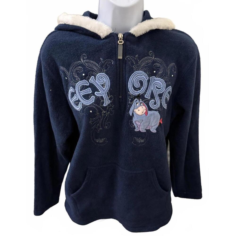 (SOLD) DISNEY Eeyore Half-zip Hooded Sweater in Dark Blue (MEDIUM)
